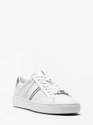 michael kors irving logo and metallic leather stripe sneaker